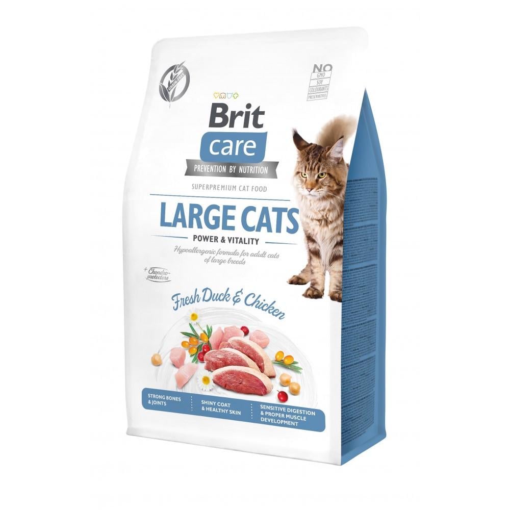 Корм сухой Brit Cat Grain Free Large Power Vitality для взрослых кошек больших пород с уткой и курицей 400 г (34806827)