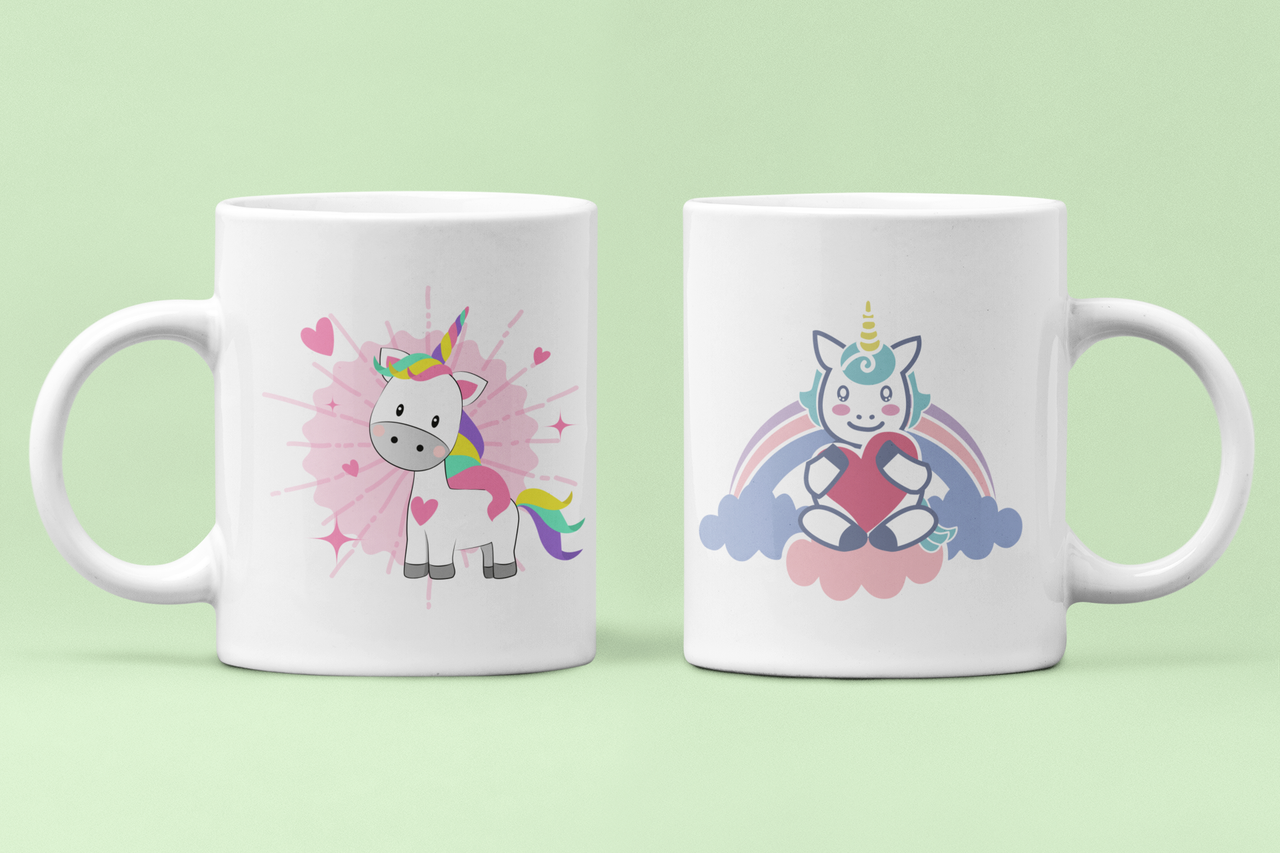 Чашки парные Единорожки для влюбленных 330 мл Белый (ВЛ214Ч)
