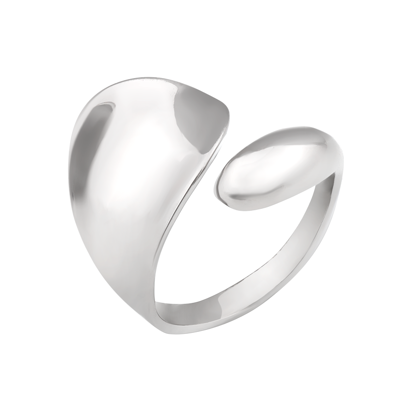 Кольцо серебряное Притяжение с плавным изгибом без дополнительных элементов р. 18