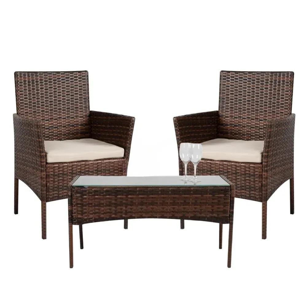 Комплект садовой мебели для отдыха 2 кресла и столик Коричневый (381191)