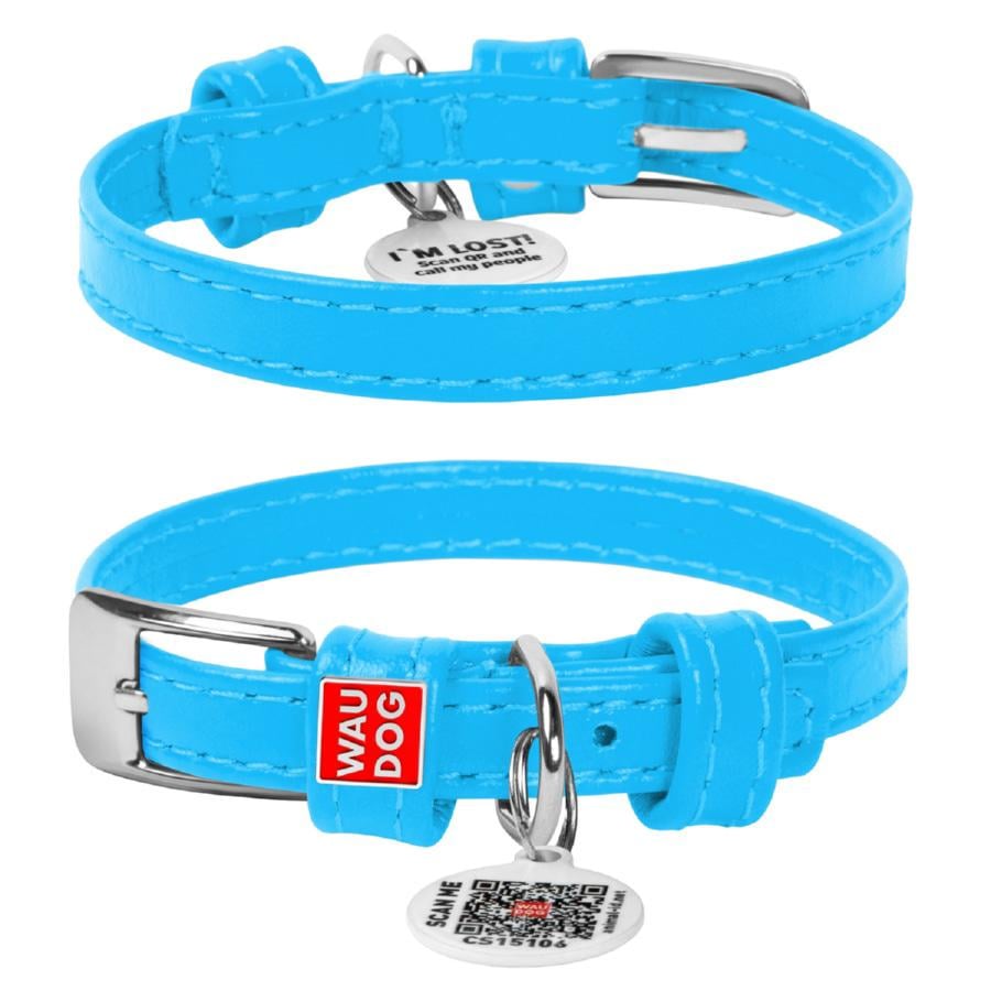 Ошейник для собак кожаный Waudog Glamour с QR паспортом без украшений XS 9 мм 18-21 см - фото 1 Ошейник для собак кожаный Waudog Glamour с QR паспортом без украшений XS 9 мм 18-21 см - фото 1