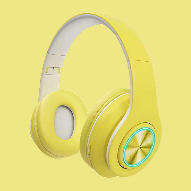 Наушники Bluetooth B39 с микрофоном и светодиодной подсветкой Желтый - фото 3