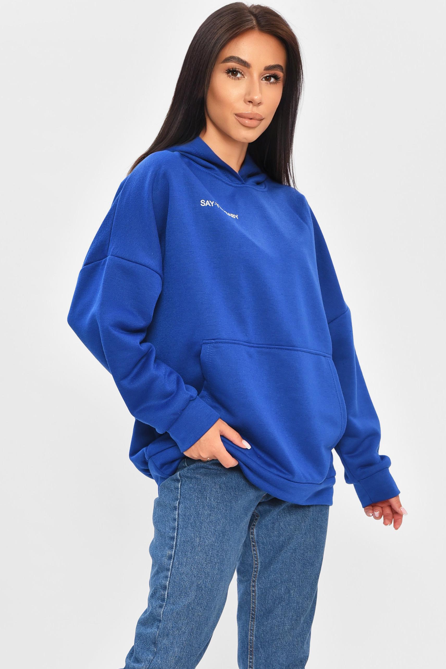 Худи женское 204433 однотонное SL Синий - фото 2 Худи женское 204433 однотонное SL Синий - фото 2