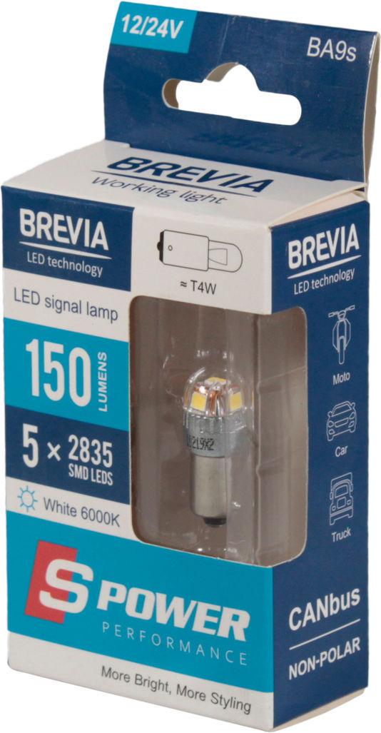 ᐉ Лампочка с цоколем Brevia LED T4W SMD 5 диодов 12/24V-4 Вт BA9s ...