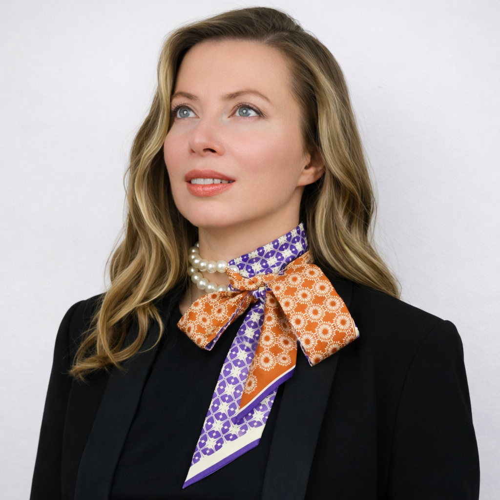 Твилли шелковый Liane House Цветок Любви из натурального итальянского шелка твил 5x122 см Фиолетово-коричневый