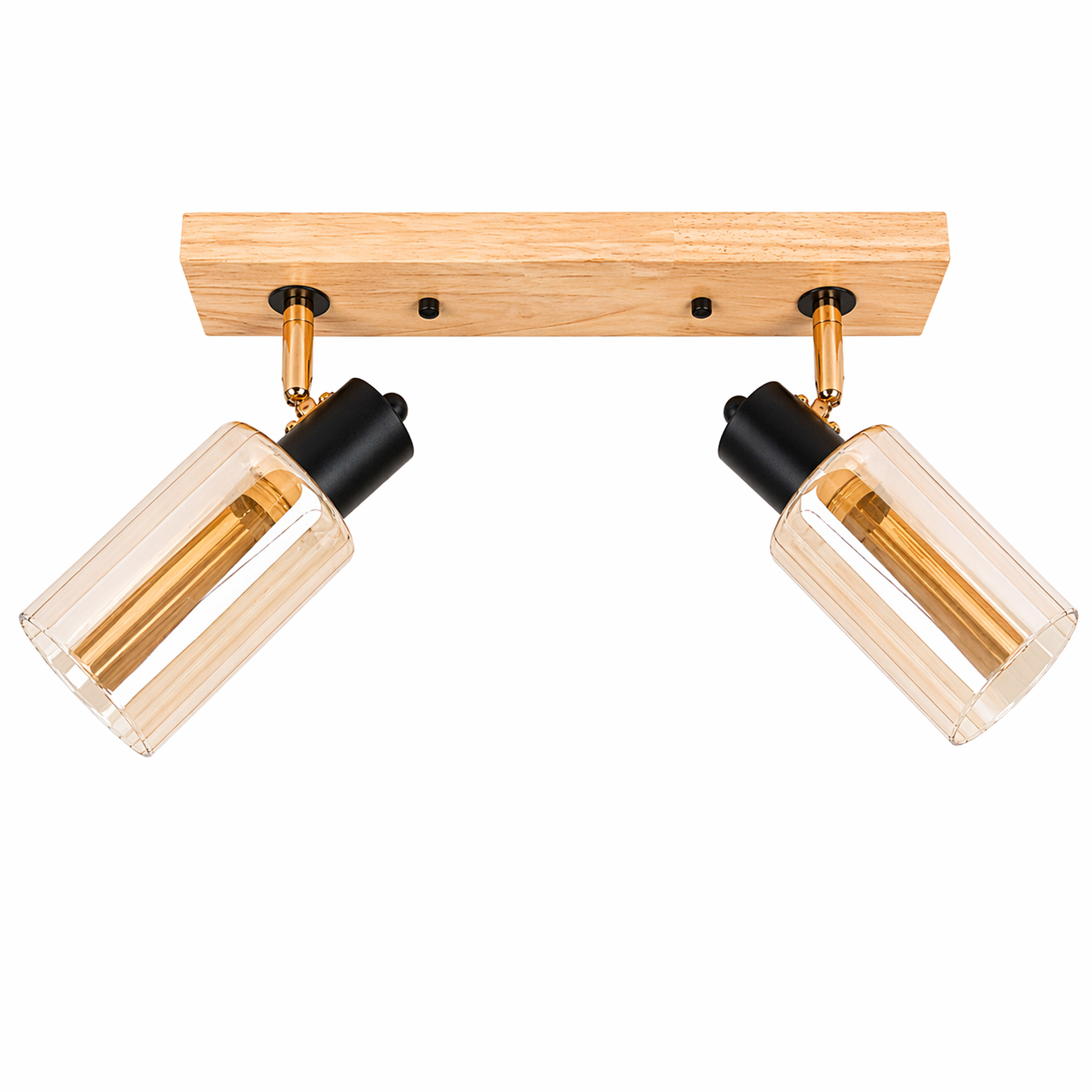 Светильник поворотный Sneha на 2 лампы с деревом стеклом на сменную лампу E27 Черный с золотистым (9964445106/2)