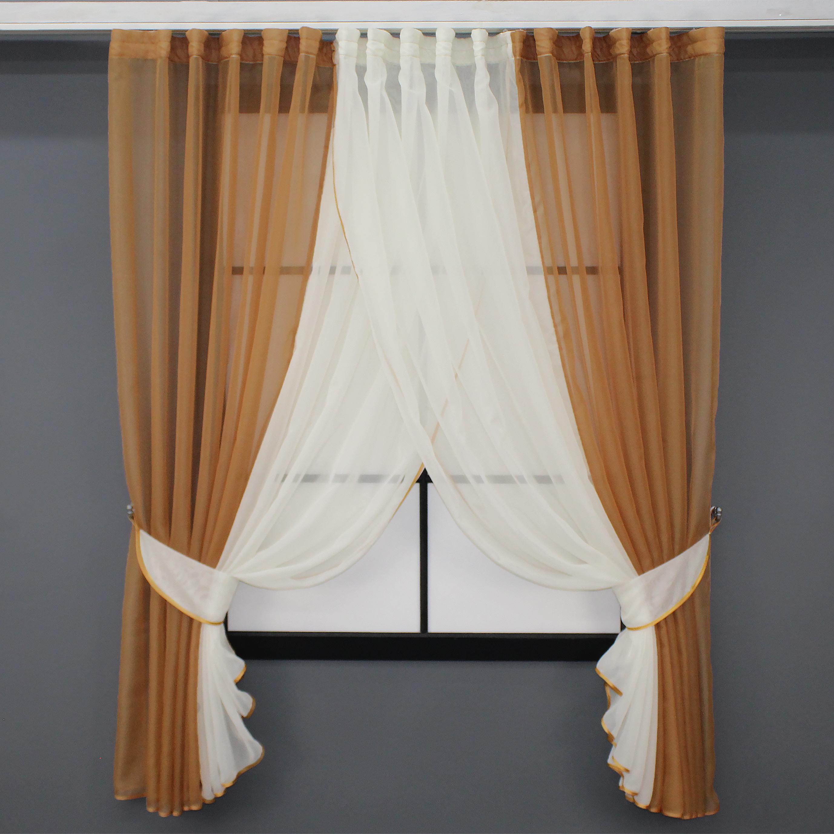 Шторки кухонні VR-Textil № 096к з підв'язками 400х170 см Кавовий/Молочний (52-0685) - фото 1 Шторки кухонні VR-Textil № 096к з підв'язками 400х170 см Кавовий/Молочний (52-0685) - фото 1