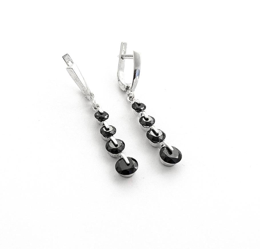 Серьги серебряные с фианитами Maxi Silver 8090 Черный (88090)