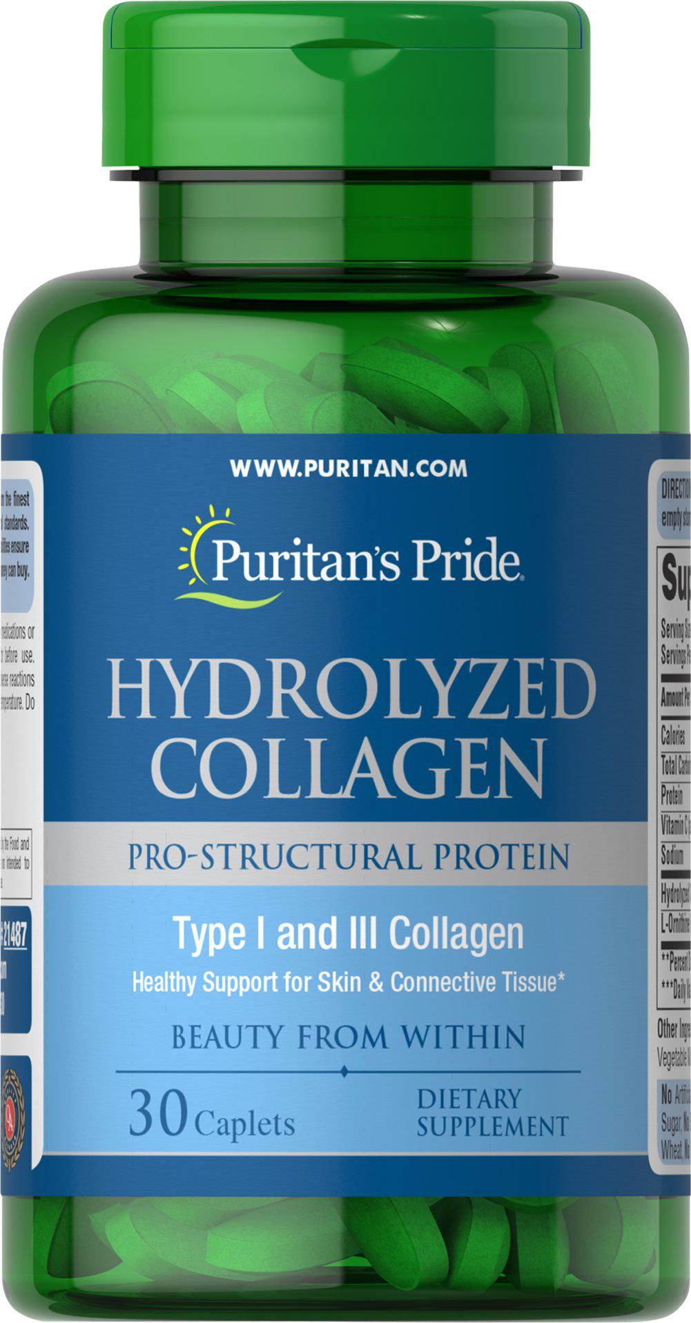 Комплекс для шкіри, волосся, нігтів Puritan's Pride Hydrolyzed Collagen 1000 мг 30 Caplets