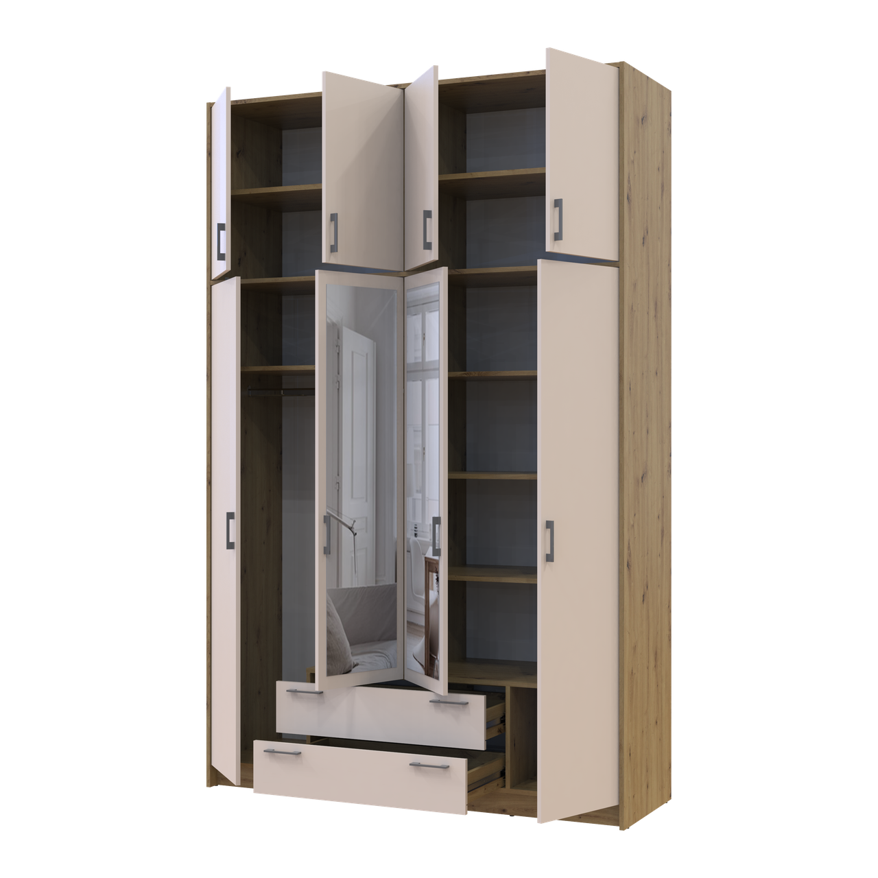 Антресоль висока Doros Ронді 4 ДСП 160х52х65 см Дуб Артізан/Кашемір (41516185) - фото 6 Антресоль висока Doros Ронді 4 ДСП 160х52х65 см Дуб Артізан/Кашемір (41516185) - фото 6