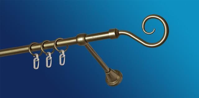 Карниз для штори Plastidea Гак одинарний металевий з гачками D 16 мм 240 см Антик - фото 1 Карниз для штори Plastidea Гак одинарний металевий з гачками D 16 мм 240 см Антик - фото 1