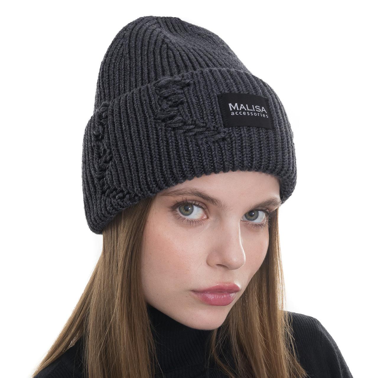 Шапка женская Malisa БРУНО без подкладки рваная с эмблемой на отвороте one size Маренго (253786) - фото 1 Шапка женская Malisa БРУНО без подкладки рваная с эмблемой на отвороте one size Маренго (253786) - фото 1