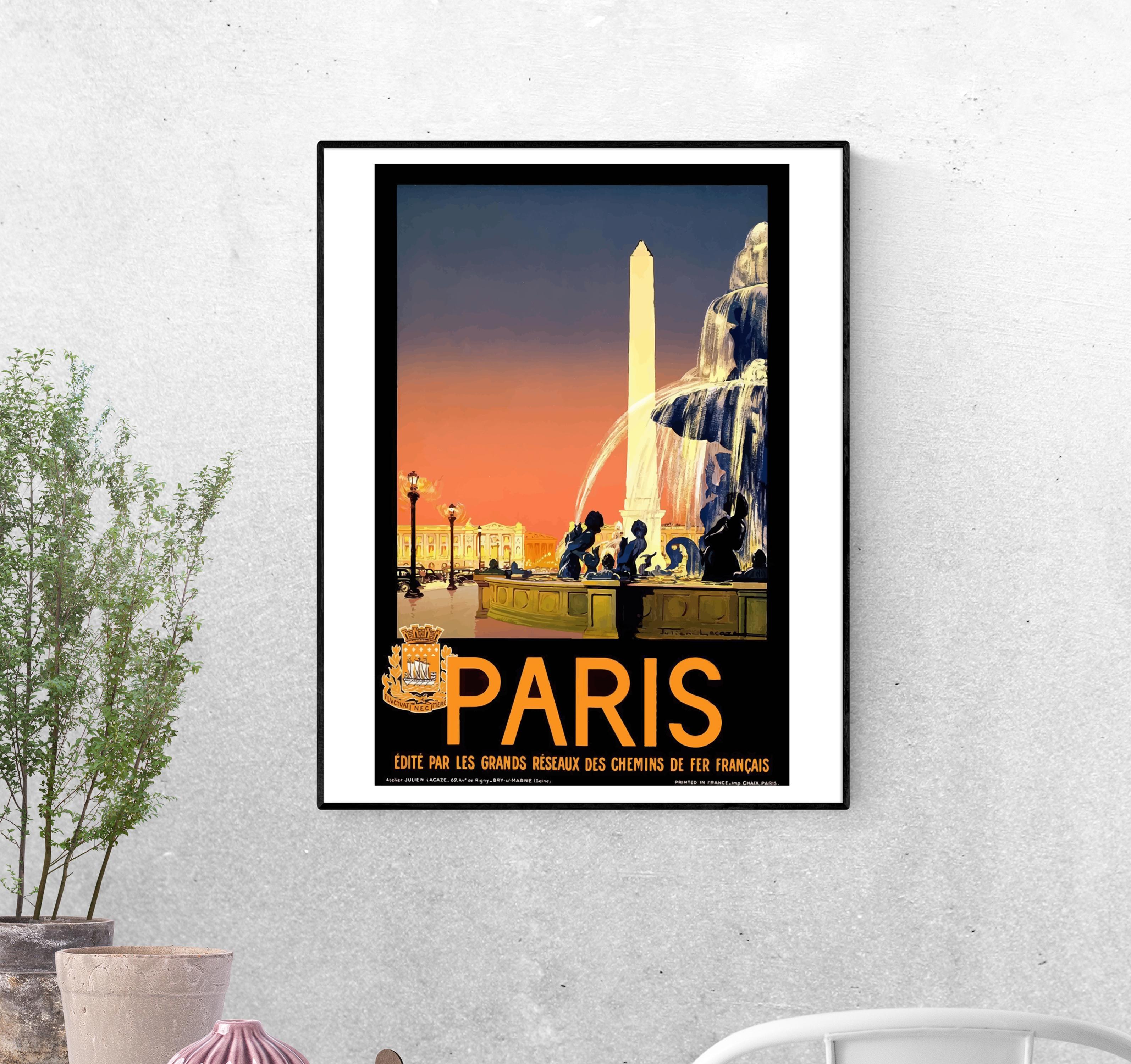 Тревел-постер Парижский фонтан формат А-4