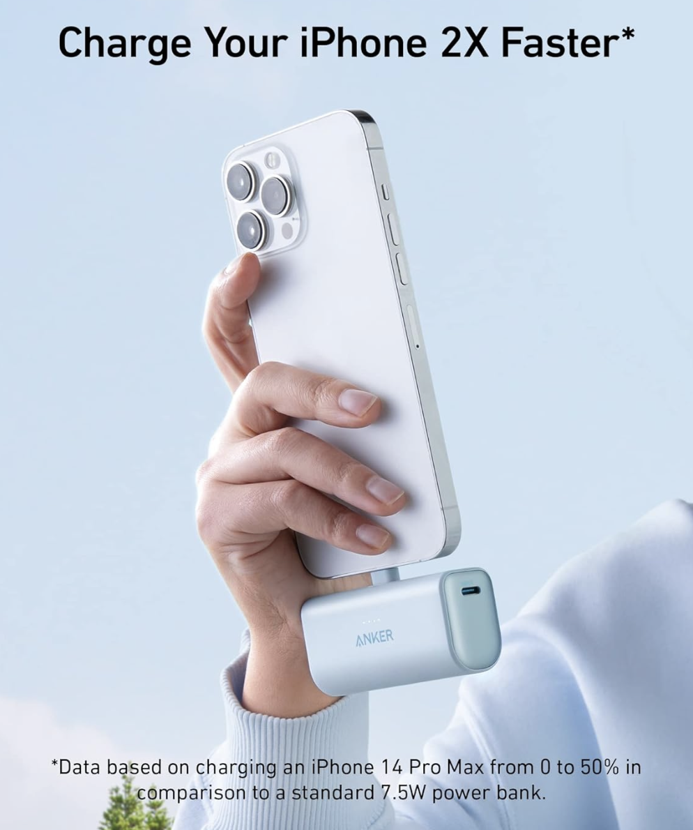 Повербанк Anker Nano з вбудованим складним роз'ємом Lightning 5000 mAh Blue - фото 5 Повербанк Anker Nano з вбудованим складним роз'ємом Lightning 5000 mAh Blue - фото 5