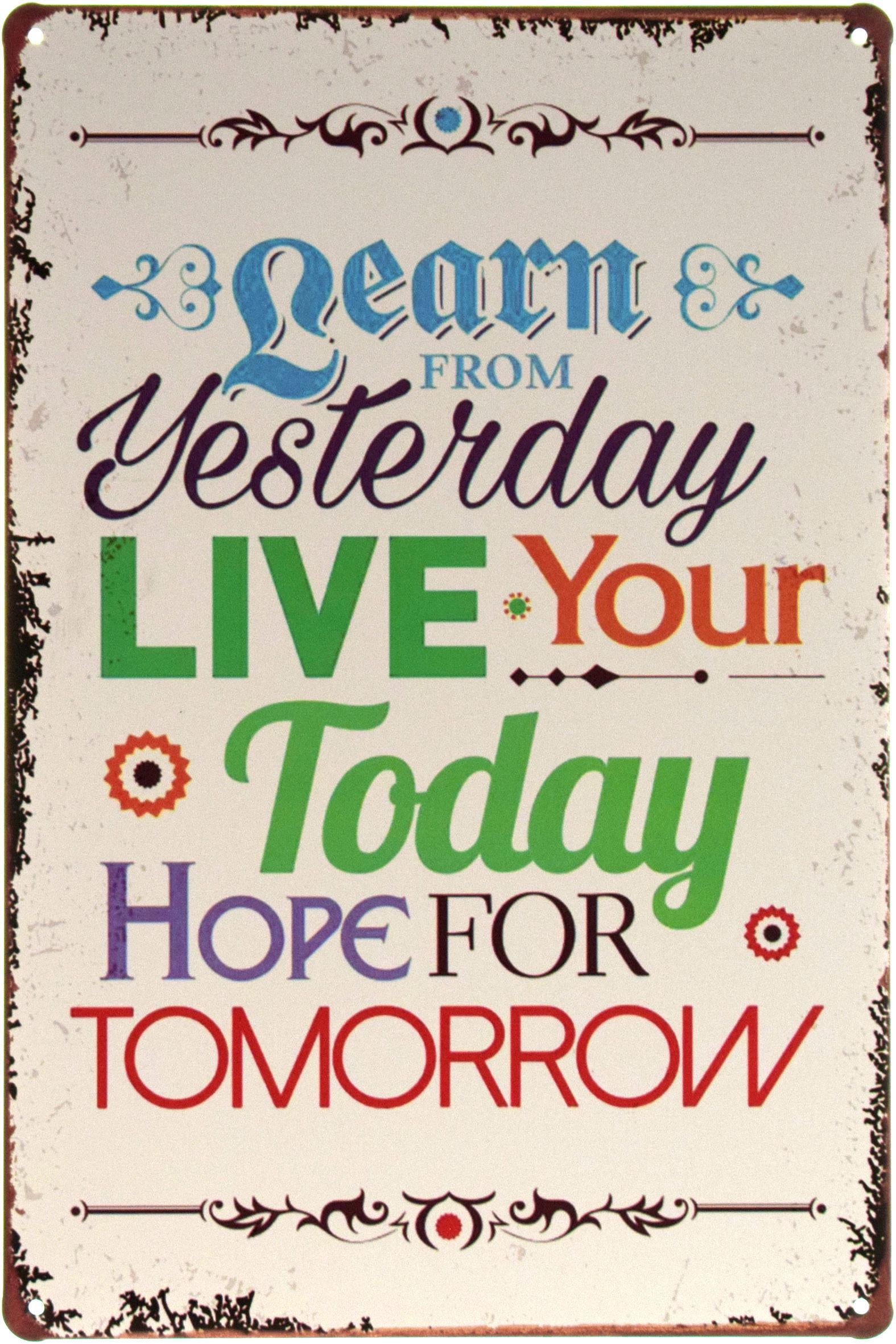 Табличка металлическая Вчера, Сегодня, Завтра/Yesterday, Today, Tomorrow 20x30 см