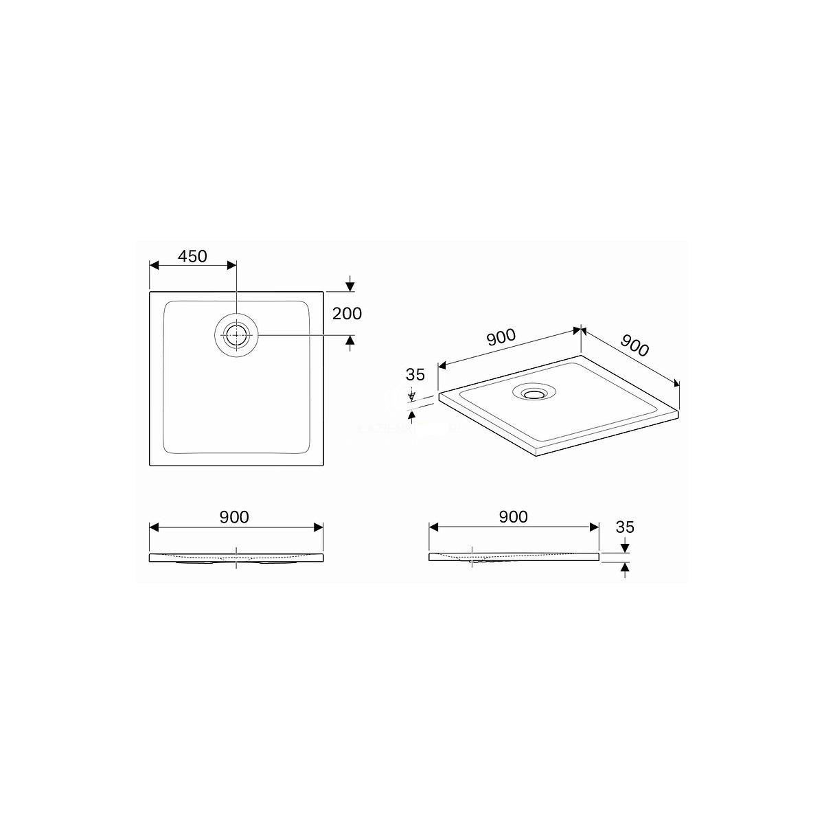 Піддон для душу Geberit Nemea 550.591.00.1 акриловий квадратний 90x90x3,5 см (170529) - фото 2