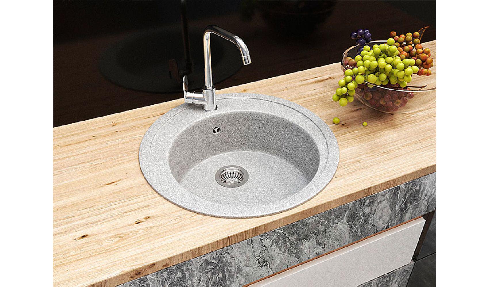 Кухонная мойка Lexona Blansh гранитная з краном Серый - фото 3