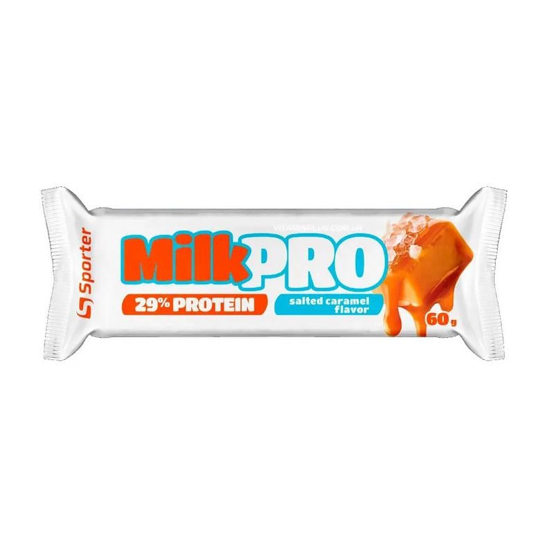Протеиновый батончик 17 г білка без добавленного сахара Sporter Milk Pro 29% 60 г Солёная карамель