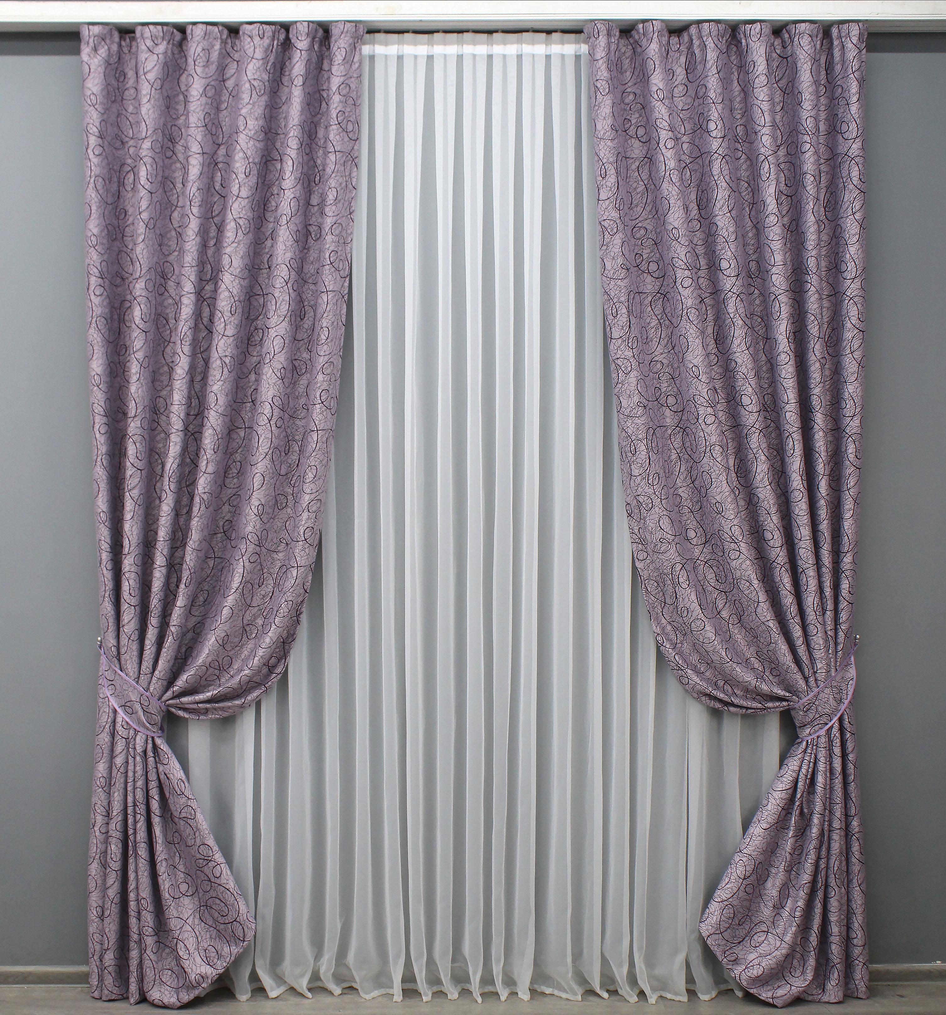 Комплект штор VR-Textil Жаклин № 645ш Б 100х270 см 2 шт. Сиреневый (31-271)