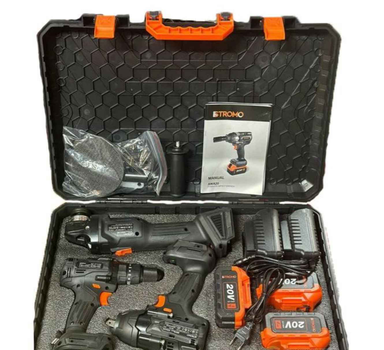 Набори електроінструментів акумуляторних STROMO PA180SET болгарка/гайковерт/шуруповерт 3 акумулятори 20 В 4 А/год/2 зарядки (2458495570)