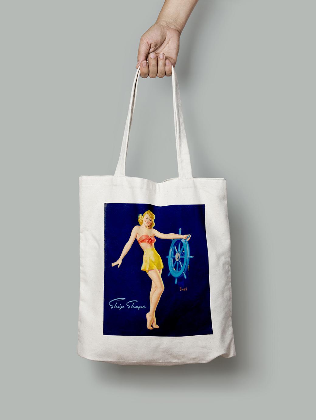 Эко-сумка Девушка у штурвала шопер (pin_up0004013_Bag)