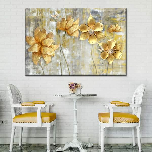 Картина KIL Art Цветы в золоте 81x54 см (18)