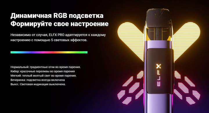 Электронная сигарета многоразовая Elf Bar ElfX Pro 1200 mAh 3 мл Black - фото 6