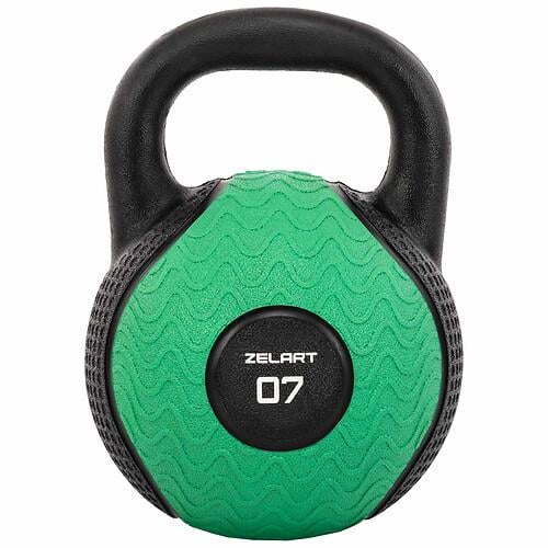 Гиря тренировочная цельная Zelart TA-4757-7 обрезиненная 7 кг Черный (31493050)