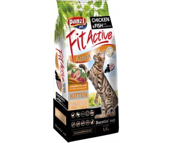 Корм сухий для кошенят Panzi FitActive Kitten з птицею/рибою та журавлиною 1,5 кг