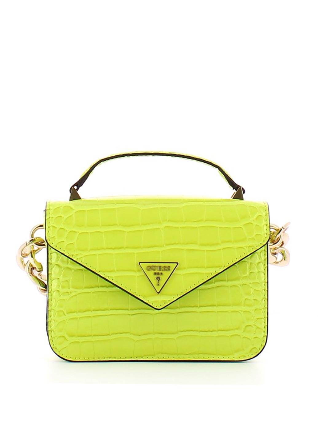 Сумка кросс боди женская из эко кожи Guess RETOUR MINI TOP HANDLE FLAP HWCG8664780-LIM Лаймовый