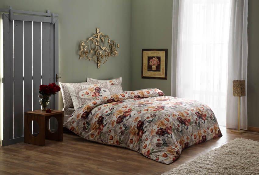 Комплект постельного белья TАС Sharon pembe сатин digital евро (2000022283843)