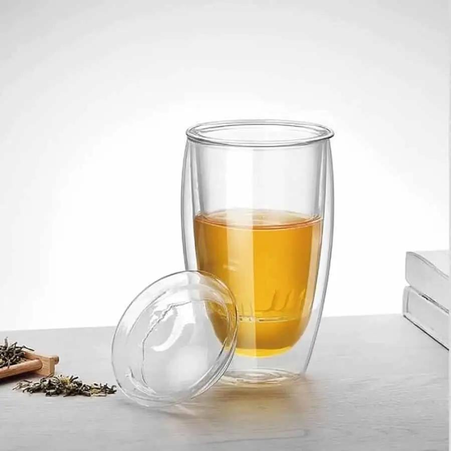 Склянка-заварник скляна Crane 350 мл з подвійними стінками (QH-TD15)