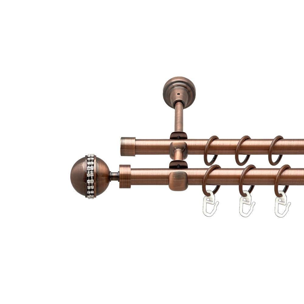 Карниз для штор Orvit Авея дворядний гладкий 16/16 мм 200 см Антична мідь (00-00020528)