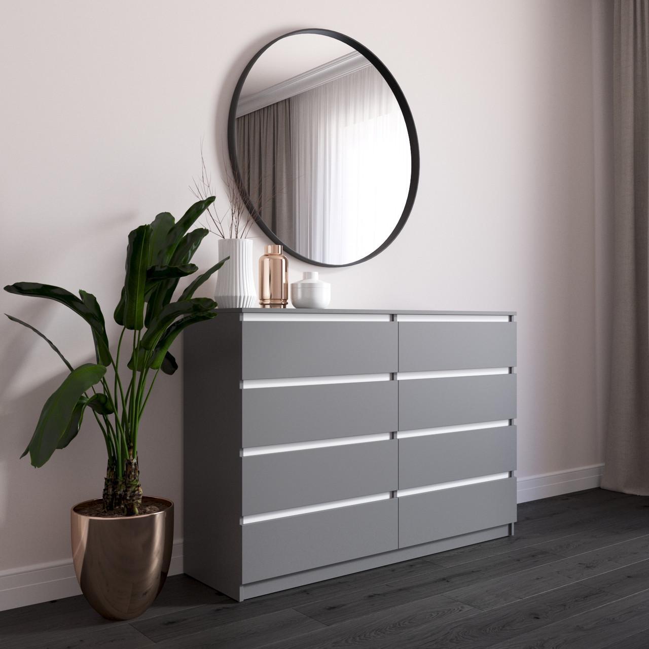 Комод с ящиками Вайс R-8 140х40х98 см Антрацит/Белые планки (30357434) - фото 1 Комод с ящиками Вайс R-8 140х40х98 см Антрацит/Белые планки (30357434) - фото 1