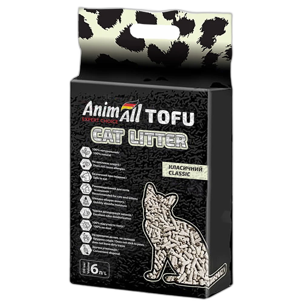 Наполнитель соевый AnimAll Tofu Classic без аромата для кошек 6 л/2,6 кг (36987043)