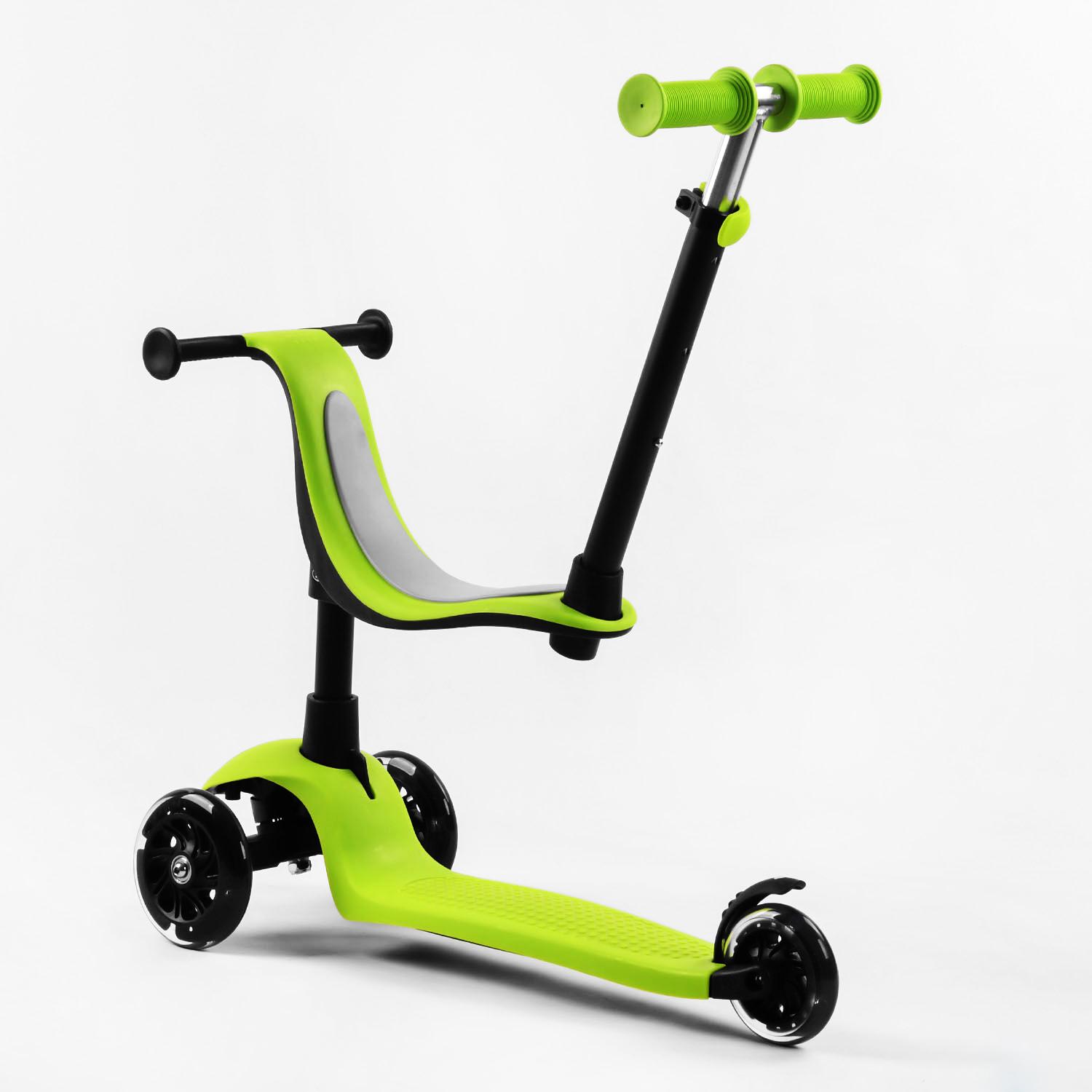 Самокат-Біговел Best Scooter 3в1 колеса PU зі світлом Green (106696) - фото 3