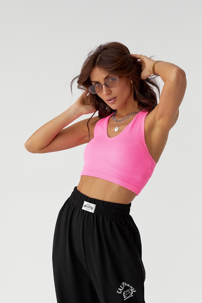 Майка-борцовка женская укороченная QU STYLE M Розовый (9498422)