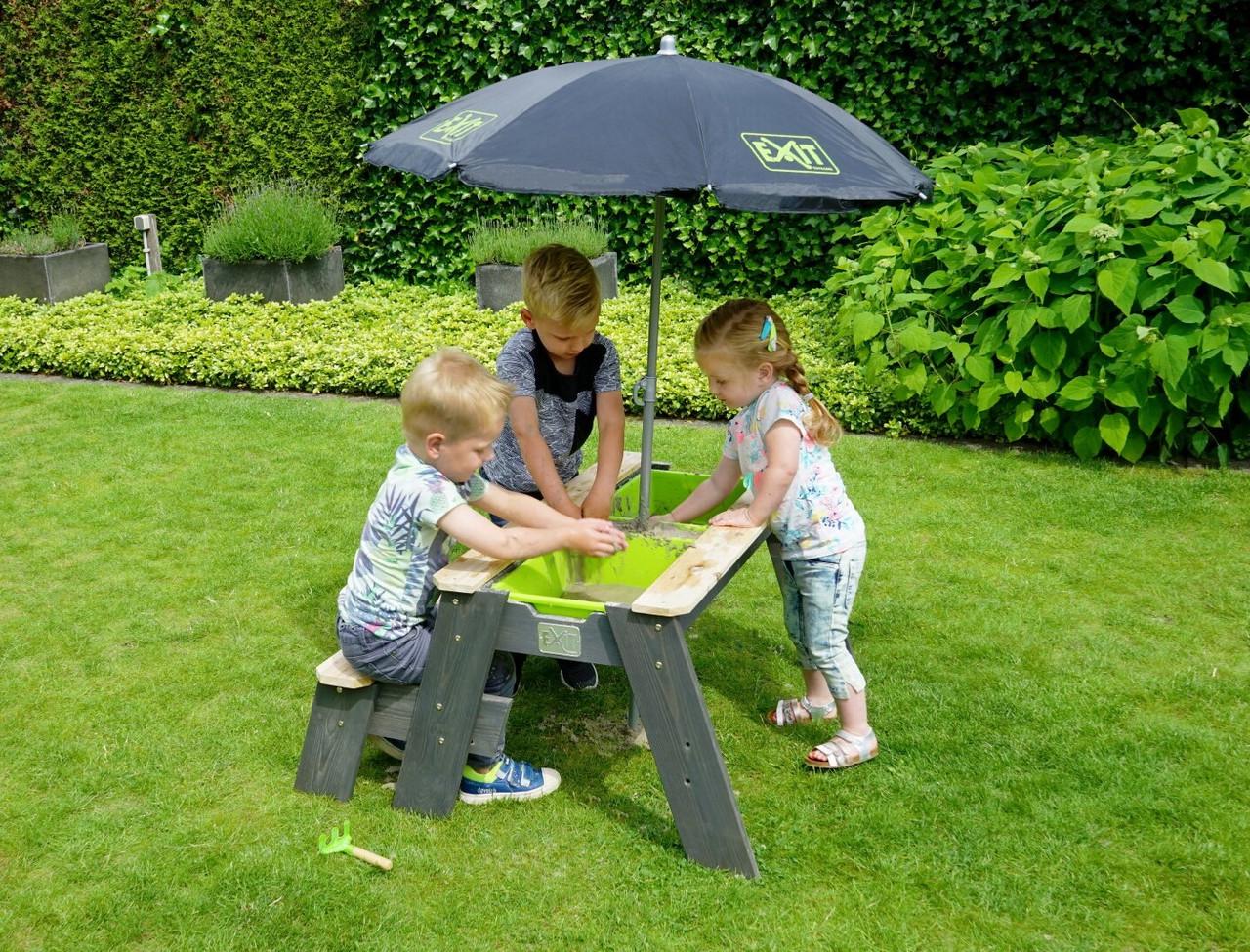 Стол с лавкой для игр с водой и песком Exit Toys Aksent с зонтом от солнца (2530700057) - фото 6