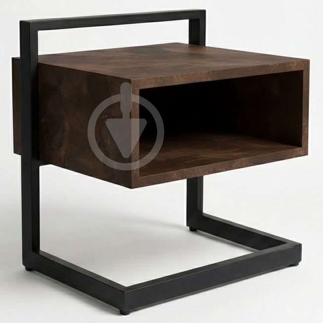 Тумба прикроватная RoMax LOFT Soft 50х50х40 см с металлическим каркасом/ДСП Оксид/Черный