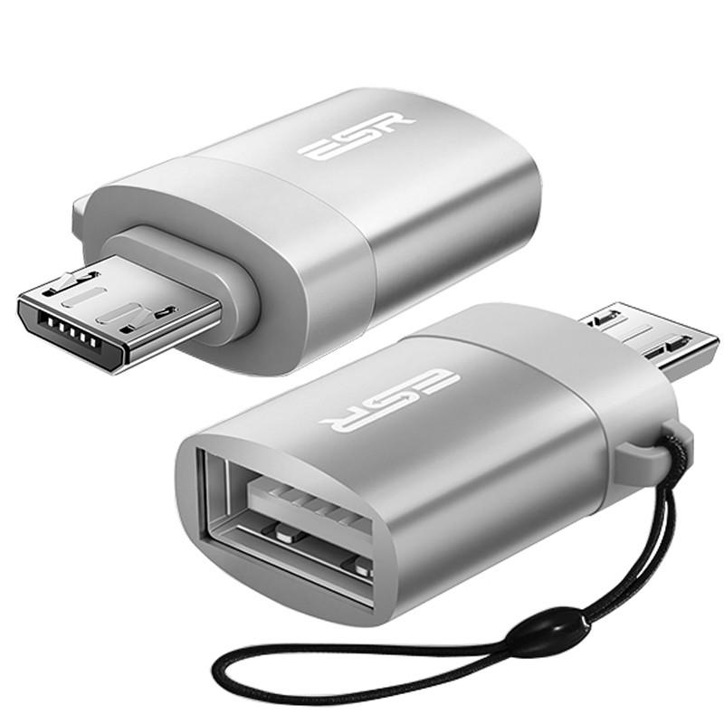 OTG адаптер ESR Micro USB к USB 2.0 Серый - фото 1