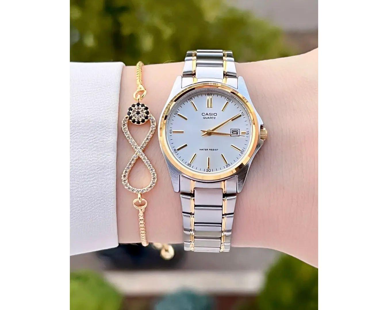 Наручний годинник жіночий Casio LTP-1183G-7A d 28 мм Срібний/Золотий циферблат (LTP-1183G-7A) - фото 2