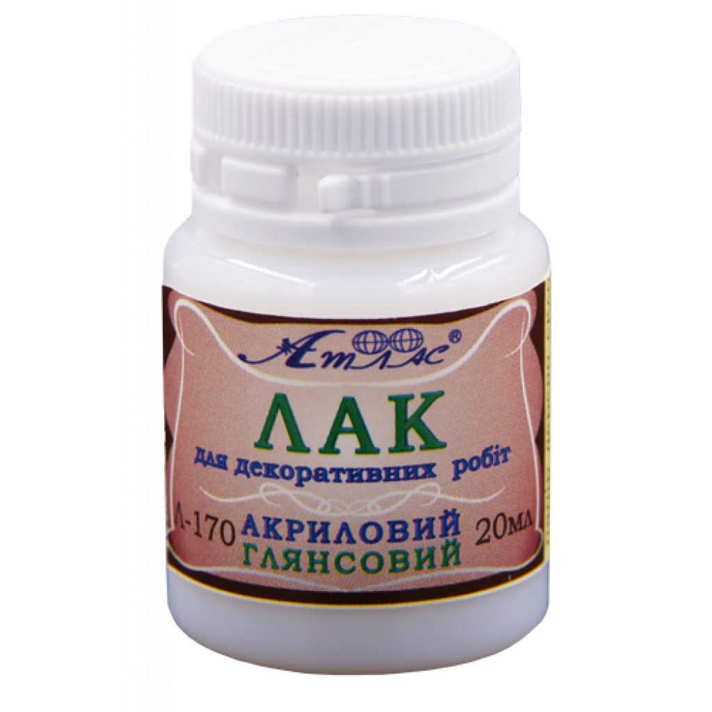 Лак Атлас акриловий глянсовий водостійкий 20 мл (AS-1001)