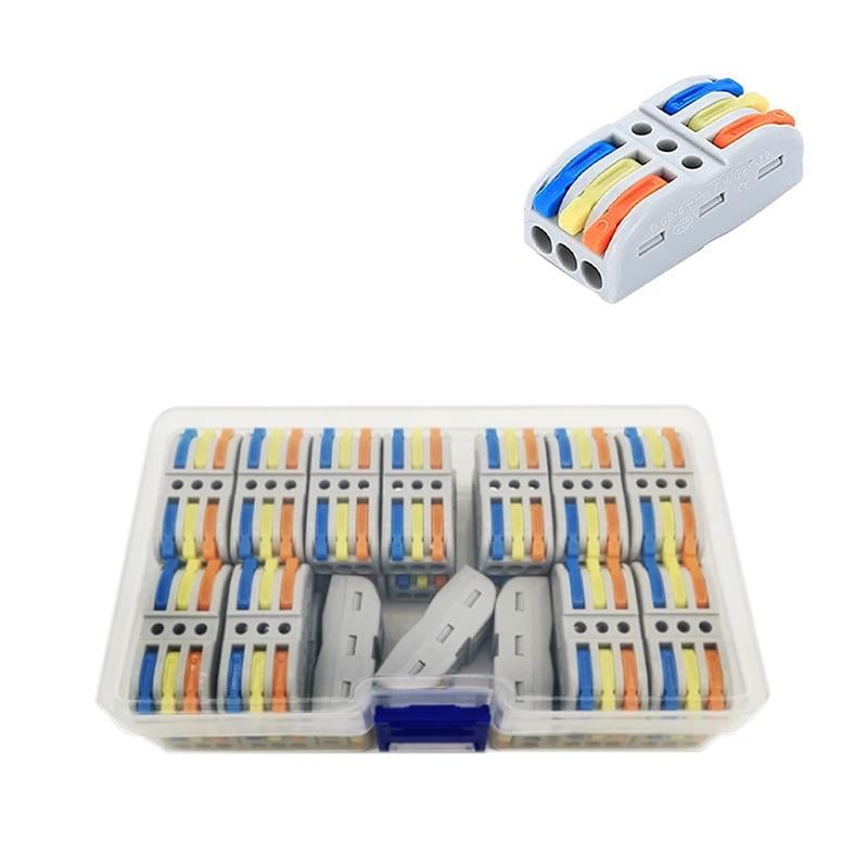 Набор клемм Tactix 0,08-4 мм2 32А 3х1-3х1 проходная одинарная 39,3х18х14,5 мм 25 шт. Разноцветный (KV313c-25box)