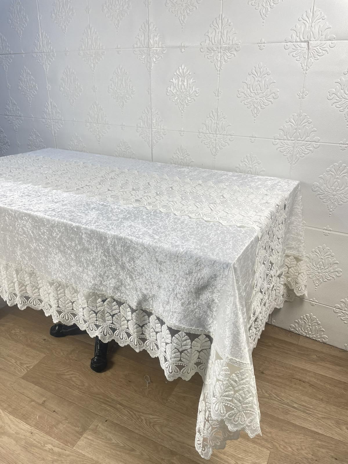 Скатертина велюрова Acme Tekstil PVS Lux Queen 160x300 см Krem (CN37745) - фото 2