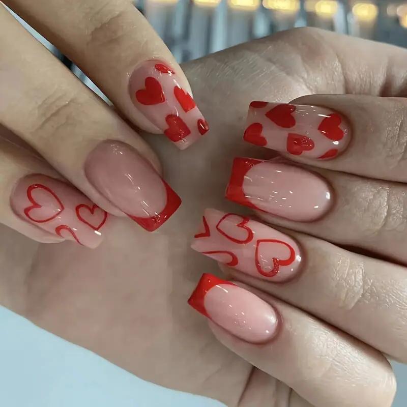 Накладные ногти Френч с сердцем с клеевыми пластинами 24 шт. Алый (2689612562) - фото 4 Накладные ногти Френч с сердцем с клеевыми пластинами 24 шт. Алый (2689612562) - фото 4