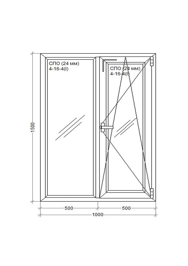 Окно металлопластиковое WDS 5S поворотно-откидное (1000х1500 мм) - фото 2