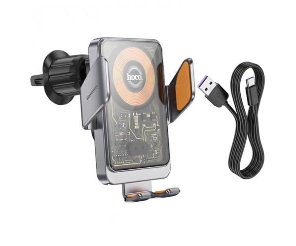 Держатель автомобильный Hoco HW7 15W 2A с функцией беспроводной зарядки Black - фото 3