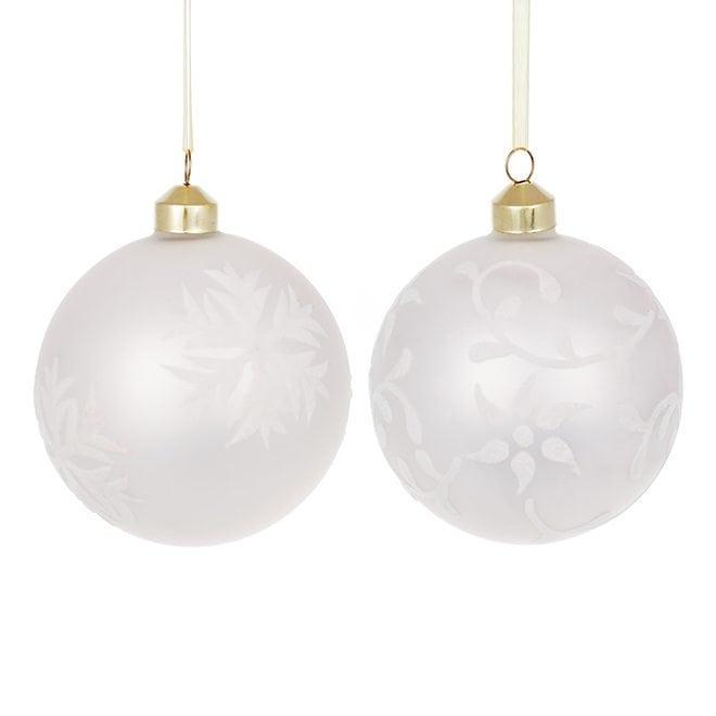 Набор елочных шаров стеклянных 10 см 9 шт. Белый (12943)