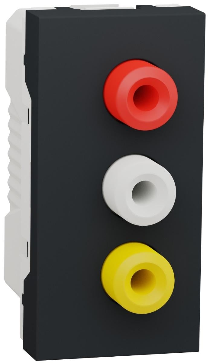 Розетка Schneider Electric 3 RCA Unica 1 модуль ABS-UV Антрацит (NU343154) Розетка Schneider Electric 3 RCA Unica 1 модуль ABS-UV Антрацит (NU343154)