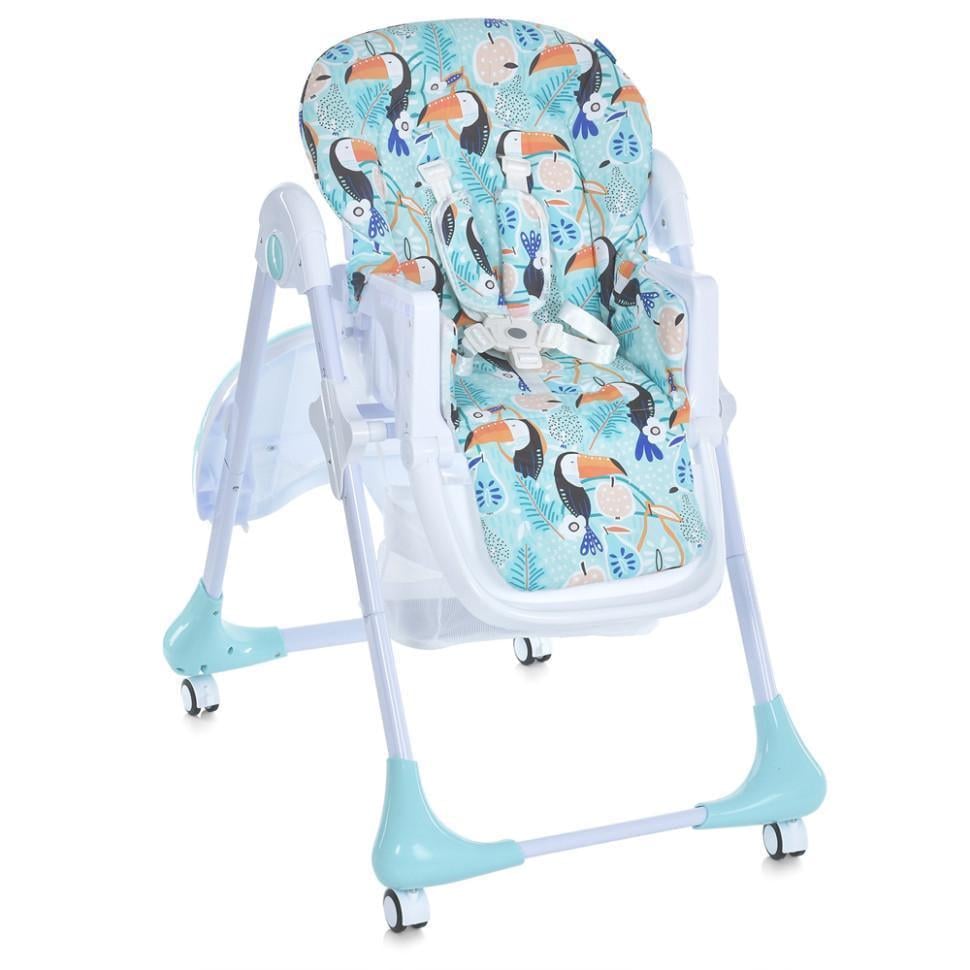 Стул для кормления Bambi Toucan Mint регулируемый с колесами.